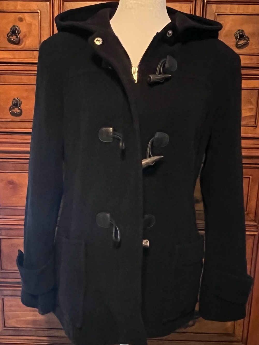 MICHAEL Michael Kors Black Toggle Hooded Pea Coat - Picture 6 of 9